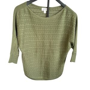 Market & spruce womens olive green 3/4 sleeve sweater. XS. cashmere silk blend.